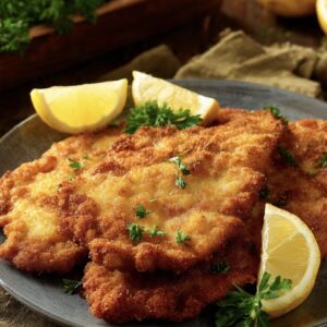 Pouletbrustschnitzel mit Pommes frites