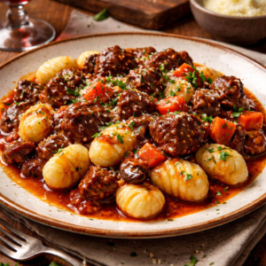 Gnocchi ¨selbstgemacht¨con estofado