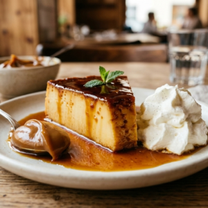 Hausgemachter Flan mit Rahm oder dulce de leche