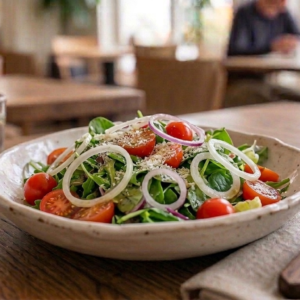 Gemischter Salat  Tomaten und Zwiebelringe