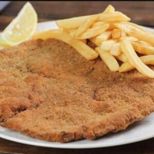 Schnitzel mit Pommes frites